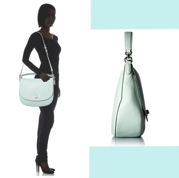 Women's Coach-Pebble Turnlock Hobo Bag-Mint Green - Picture 4 of 8